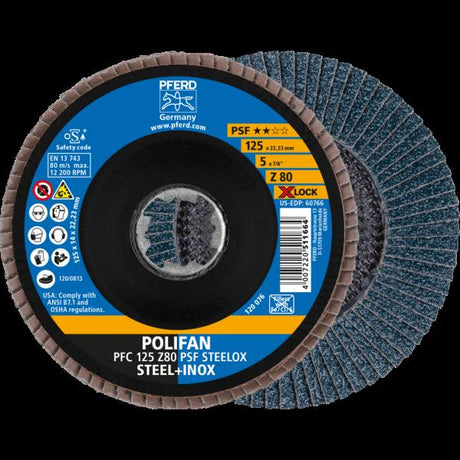 PFERD Dischi lamellari POLIFAN PFC 125 Z 80 PSF STEELOX/X-LOCK