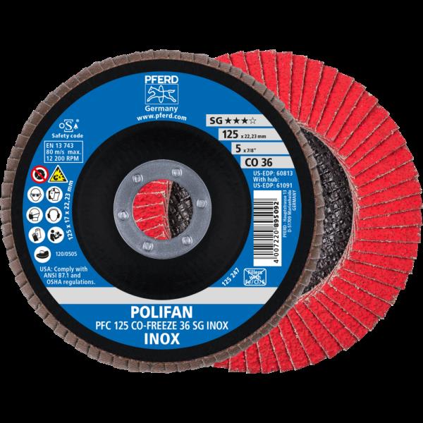 PFERD Dischi lamellari POLIFAN PFC 125 CO-FREEZE 36 SG INOX