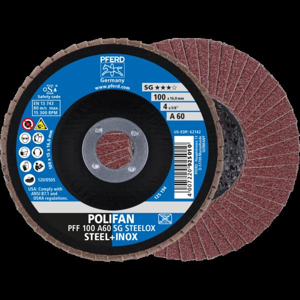 PFERD Dischi lamellari POLIFAN PFF 100 A 60 SG STEELOX/16,0