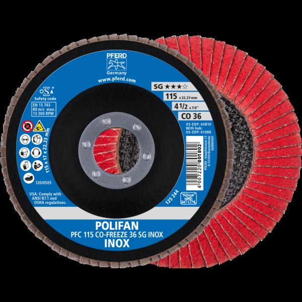 PFERD Dischi lamellari POLIFAN PFC 115 CO-FREEZE 36 SG INOX