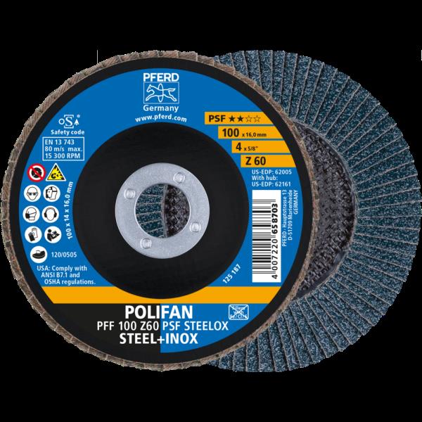 PFERD Dischi lamellari POLIFAN PFF 100 Z 60 PSF STEELOX/16,0