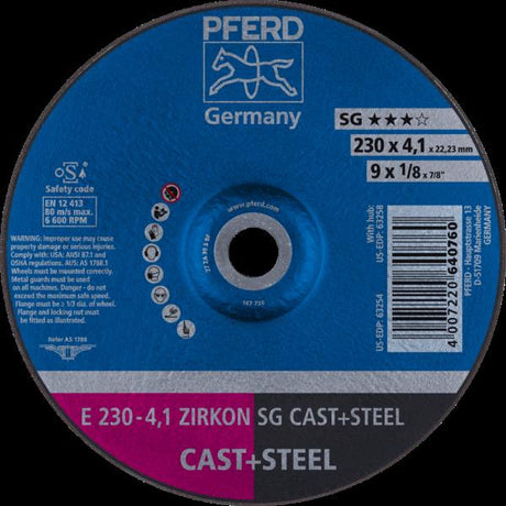 PFERD Dischi da sbavo E 230-4,1 ZIRKON SG CAST+STEEL