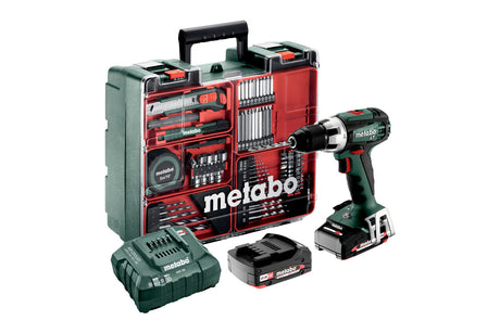 Metabo Trapano-avvitatore a batteria BS 18 LT Set 18V 2x2Ah Li-Power Caricabatteria ASC 55 Valigetta in plastica Officina mobile