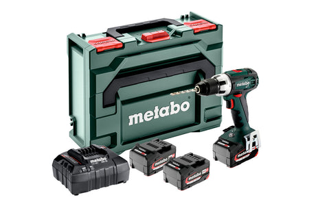 Metabo Trapano-avvitatore a batteria BS 18 LT Set 18V 3x4Ah Li-Power Caricabatteria ASC 55 metaBOX 145 con 3 batterie Li-Power (18 V/4,0 Ah)