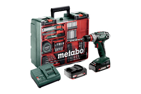 Metabo Trapano-avvitatore a batteria BS 18 Quick Set 18V 2x2Ah Li-Power Caricabatteria SC 30 Valigetta in plastica Officina mobile