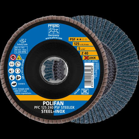 PFERD Dischi lamellari POLIFAN PFC 125 Z 40 PSF STEELOX/X-LOCK