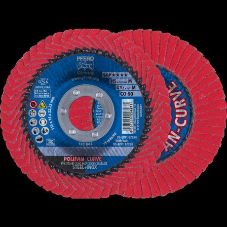 PFERD Dischi lamellari POLIFAN PFR 115-M CO 60 SGP CURVE STEELOX