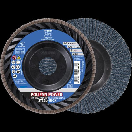 PFERD Dischi lamellari POLIFAN PFC 125 Z 40 SG POWER TRIM STEELOX
