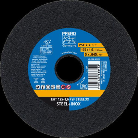 PFERD Dischi da taglio EHT 125-1,6 PSF STEELOX