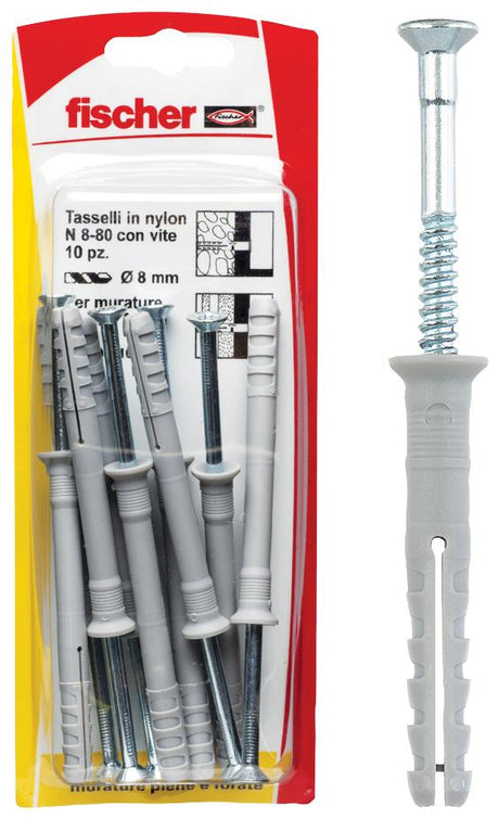 FISCHER Tasselli a percussione N 6X80 K con vite (1 Pz.)