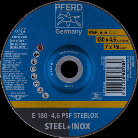 PFERD Dischi da sbavo E 180-4,6 PSF STEELOX