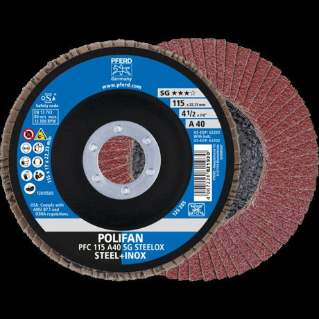 PFERD Dischi lamellari POLIFAN PFC 115 A 40 SG STEELOX