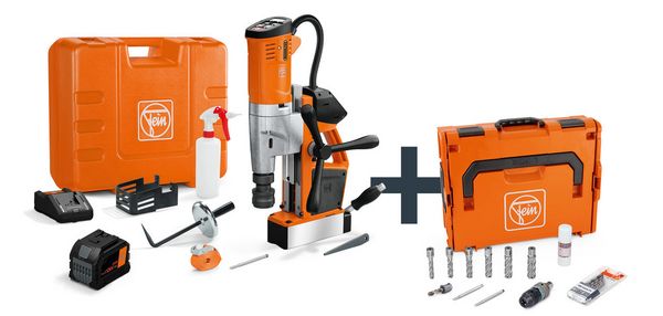 FEIN Trapano universale a batteria con punta a corona a base magnetica fino a 35 mm con set per l’utilizzatore AKBU 35 PMQW 18 V AS Construction-Site 1x 12 Ah Set con attacco Weldon da 3/4 in / HSS NOVA 50