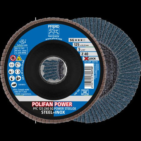PFERD Dischi lamellari POLIFAN PFC 125 Z 40 SG POWER STEELOX/X-LOCK