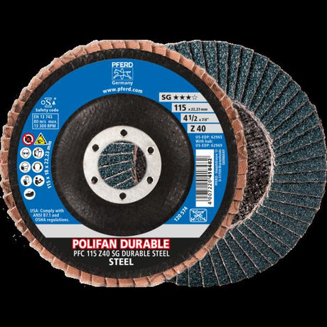 PFERD Dischi lamellari POLIFAN PFC 115 Z40 SG DURABLE STEEL