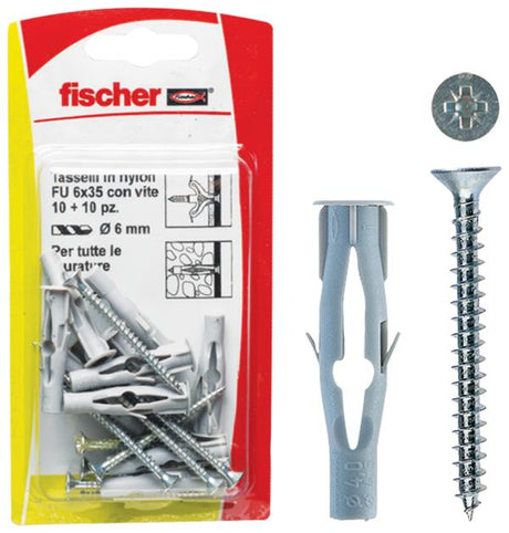 FISCHER Tasselli FU 10X60 V K con vite (1 Pz.)