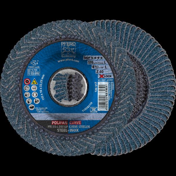 PFERD Dischi lamellari POLIFAN PFR 115-L Z 40 SGP CURVE STEELOX/X-LOCK