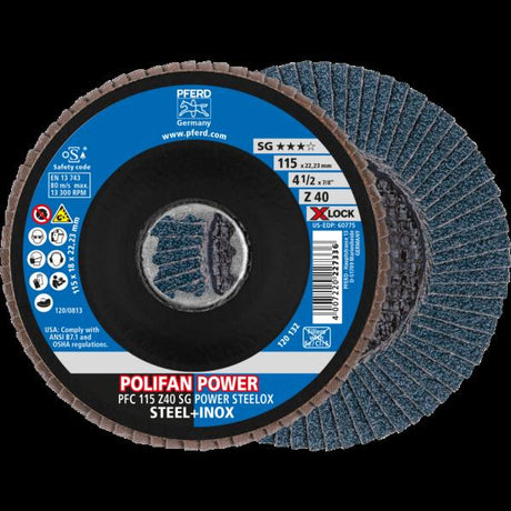 PFERD Dischi lamellari POLIFAN PFC 115 Z 40 SG POWER STEELOX/X-LOCK