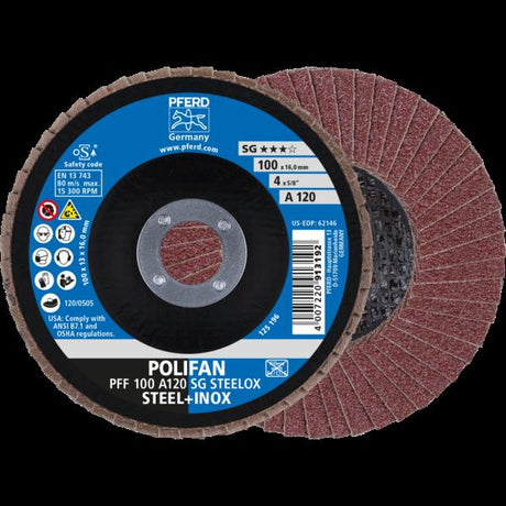 PFERD Dischi lamellari POLIFAN PFF 100 A 120 SG STEELOX/16,0