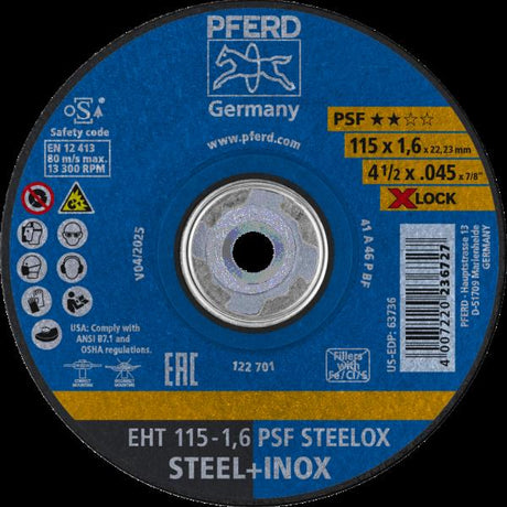 PFERD Dischi da taglio EHT 115-1,6 PSF STEELOX/X-LOCK