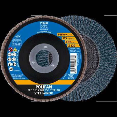 PFERD Dischi lamellari POLIFAN PFC 115 Z 120 PSF STEELOX