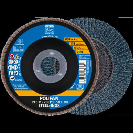 PFERD Dischi lamellari POLIFAN PFC 115 Z 80 PSF STEELOX