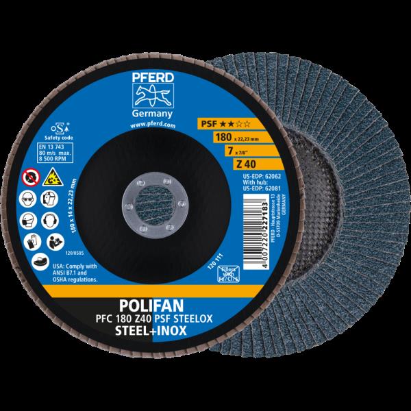 PFERD Dischi lamellari POLIFAN PFC 180 Z 40 PSF STEELOX