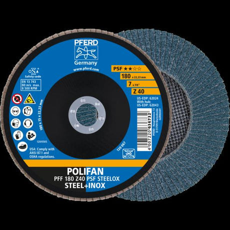 PFERD Dischi lamellari POLIFAN PFF 180 Z 40 PSF STEELOX