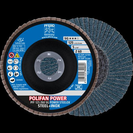 PFERD Dischi lamellari POLIFAN PFF 125 Z 60 SG POWER STEELOX