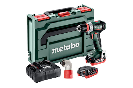 Metabo Trapano-avvitatore a batteria PowerMaxx BS 12 BL Q Pro 12V 2x4Ah LiHD Caricabatteria ASC 55 metaBOX 118 con rinvio ad angolo a cambio rapido "Quick"