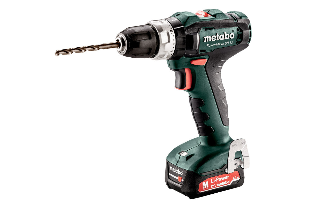 Metabo Trapano-avvitatore a percussione a batteria PowerMaxx SB 12 12V 2x2Ah Li-Power Caricabatteria SC 30 metaBOX 118