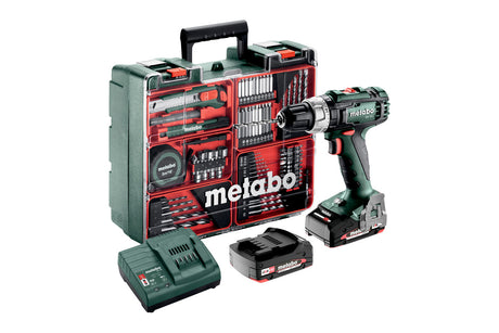 Metabo Trapano-avvitatore a percussione a batteria SB 18 L Set 18V 2x2Ah Li-Power Caricabatteria SC 30 Valigetta in plastica Officina mobile