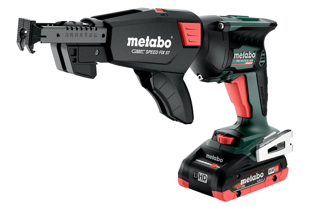Metabo Avvitatore a batteria per cartongesso TBS 18 LTX BL 5000 2x4Ah LiHD Caricabatteria ASC 55 metaBOX 145 L